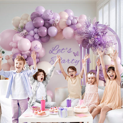 Pink and Purple Balloon Arch Kit with Dusty Pastel Purple Pink Sand White Balloons for Baby Bridal Shower Wedding Gender Reveal Birthday Party Decorations