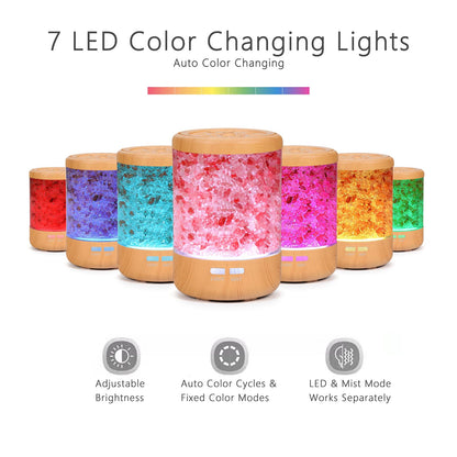 Essential Oil Diffuser Aromatherapy Diffuser - Himalayan Pink Salt Crystal Diffusers for Essential Oils with 7 Color Lights 2 Mist Mode, Reduce Noise Design for Baby Room, Yellow