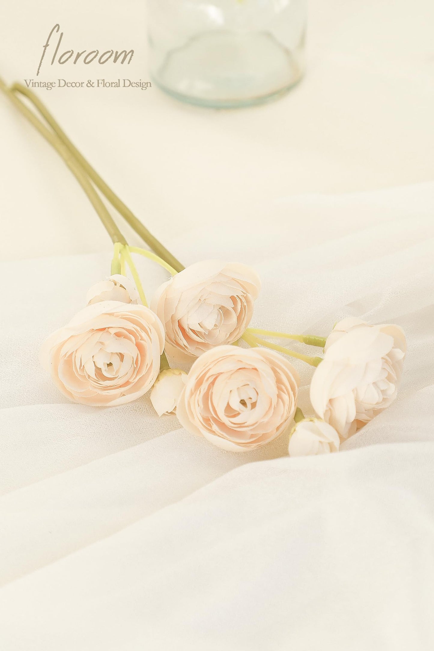 Floroom Ranunculus Artificial Flowers 18 Pcs Blush Faux Silk Mini Ranunculus Bulk Fake Wedding Filler Flowers for DIY Pink Bouquets, Centerpieces, Bridal Shower Decorations & Arrangements