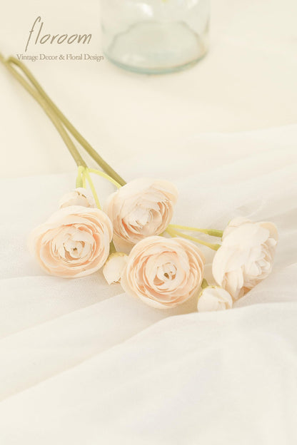 Floroom Ranunculus Artificial Flowers 18 Pcs Blush Faux Silk Mini Ranunculus Bulk Fake Wedding Filler Flowers for DIY Pink Bouquets, Centerpieces, Bridal Shower Decorations & Arrangements