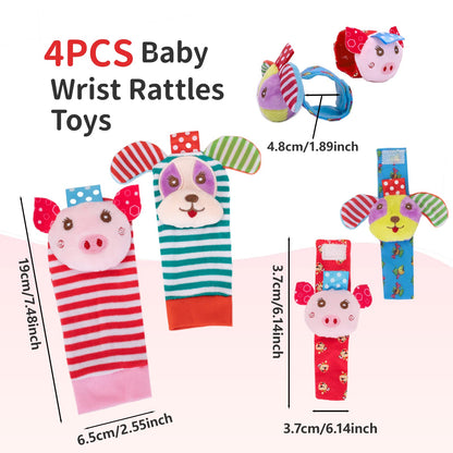 Baby Wrist Rattle Socks and Foot Finder Set Baby Rattles Toys for 0-12 Month, Infant Girl Boy Toys for Babies 3-6 Months, Newborn Hand & Foot Toys for 0 to 9 Months, Baby Easter Gifts