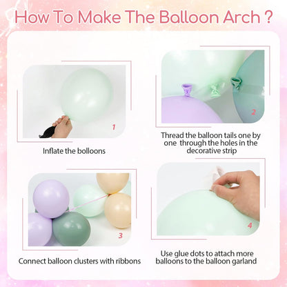 157pcs Pastel Pink and Purple Balloon Arch Garland Kit, Pink Purple Teal Light Green Nude Metallic Gold Latex Balloons for Baby Shower Spring Garden Tea Party Decorations
