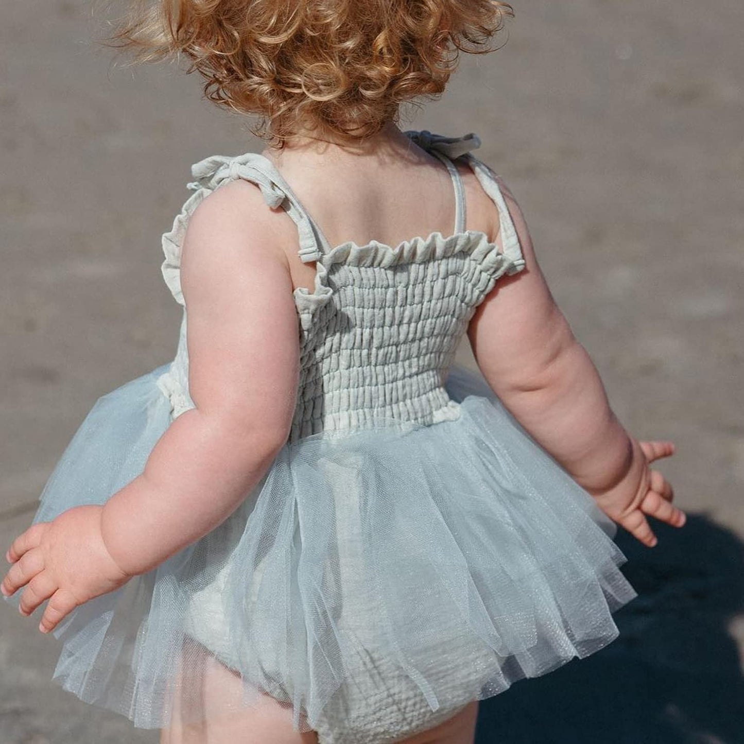 MERSARIPHY Newborn Baby Girl Summer Outfit Sleeveless Ruffle Smocked Halter Tulle Romper Dress One-piece Jumpsuit Clothes