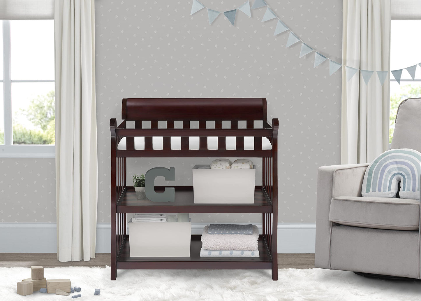 Delta Children Eclipse Changing Table with Changing Pad, White