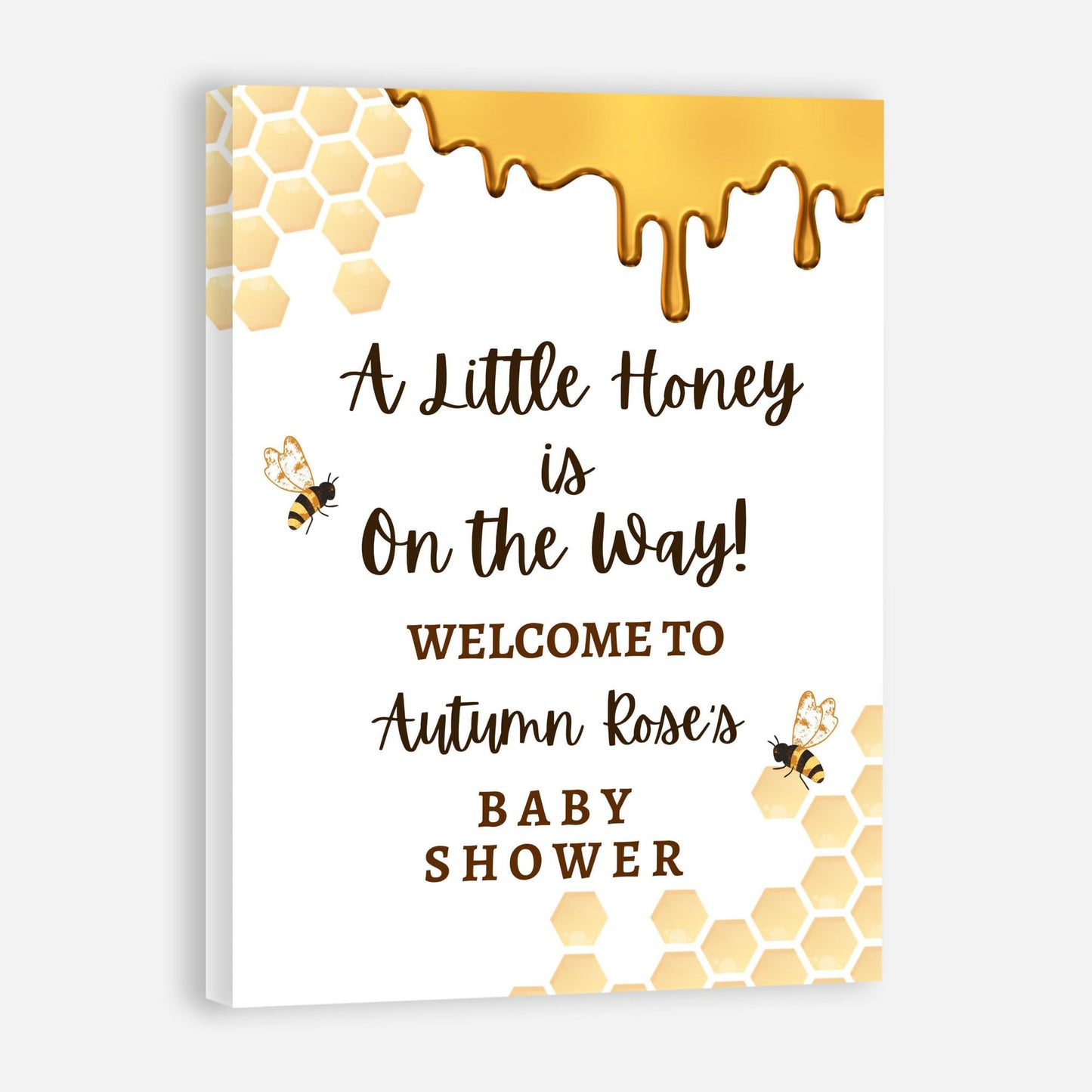 Personalized A Little Snowflake Is On The Way Welcome Sign, Pink, Girl, Winter Baby Shower Canvas