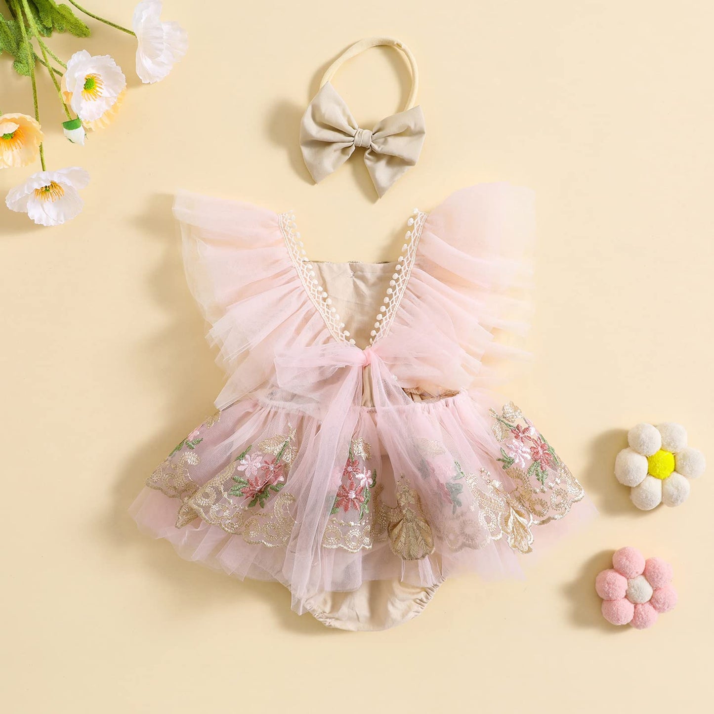 Mubineo Baby Girl Summer Clothes Lace Romper Skirt Dress Princess Outfits Sleeveless Flower Newborn Outfit