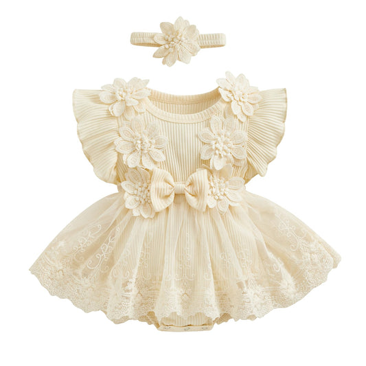 MERSARIPHY Newborn Baby Girl Boho Outfits Infant Lace Tulle Ruffle Bubble Romper Dress Jumpsuit Bodysuit Photoshoot Clothes
