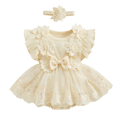 MERSARIPHY Newborn Baby Girl Boho Outfits Infant Lace Tulle Ruffle Bubble Romper Dress Jumpsuit Bodysuit Photoshoot Clothes