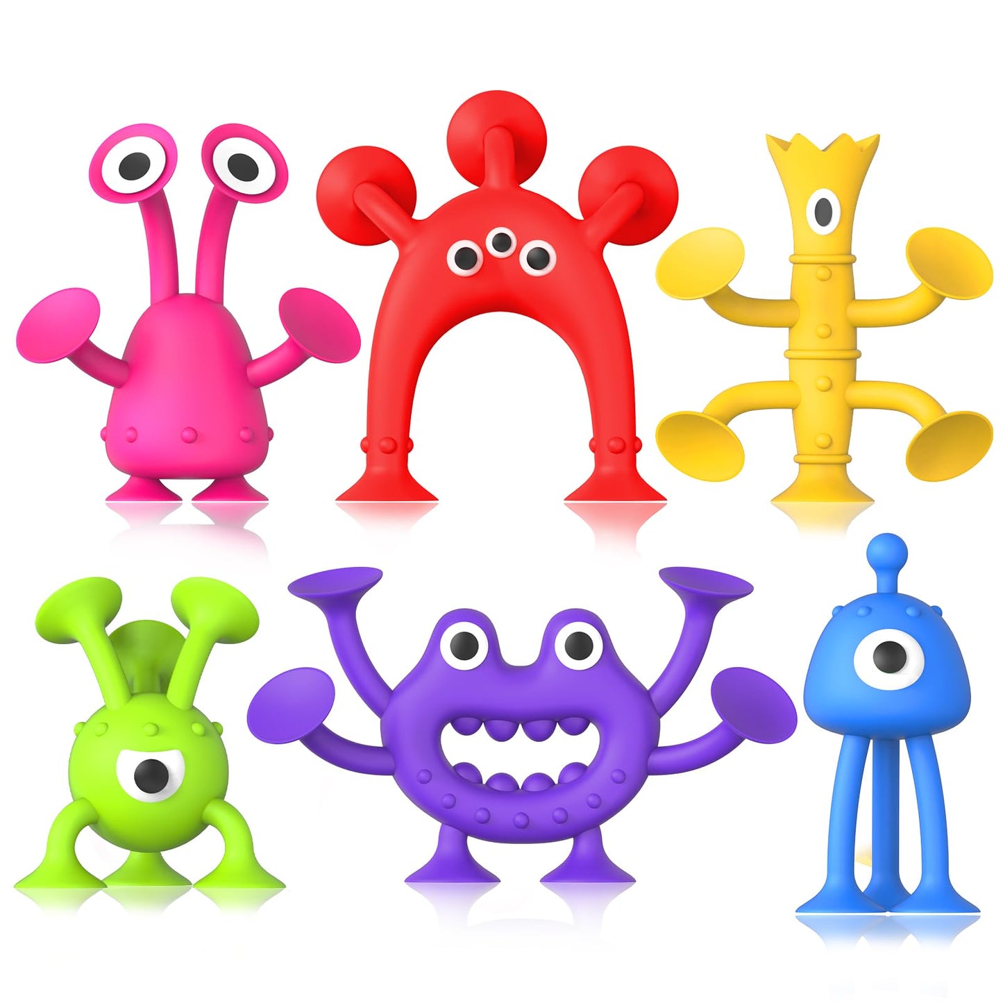 Baby Bath Toys Suction Toy: No Hole Bath Toy for Baby Toddlers - Kids Mini Sensory Fidget Suction Cup Toys for Boys Girls - Window Building Toy Travel Essentials Road Trip Activities for Kids Gifts