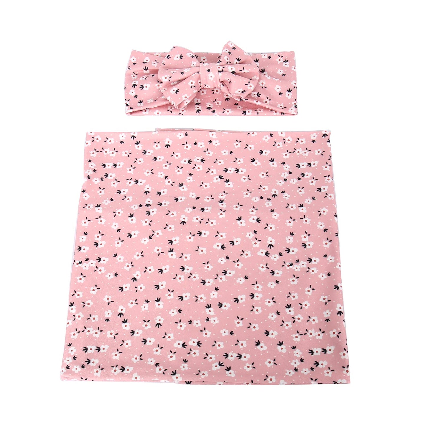 Galabloomer Newborn Receiving Blanket Headband Set Baby Flower Swaddle (vintage flower)
