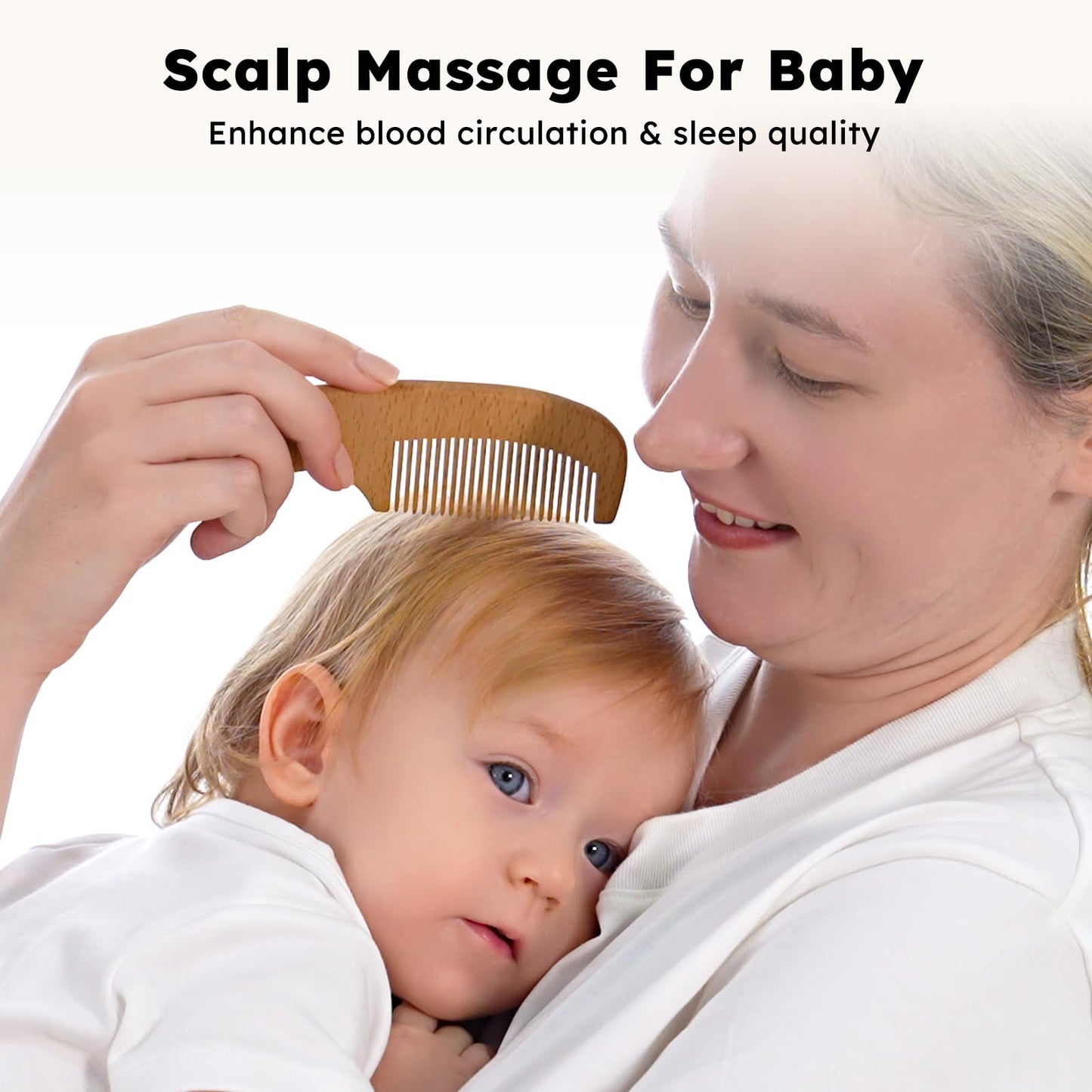 Yoofoss 4 Piece Baby Brush and Comb Set, Wooden Baby Brush with Natural Ultra Soft Goat Hair, Baby Hair Brush for Newborn, Baby Brush Set for Boy Girl
