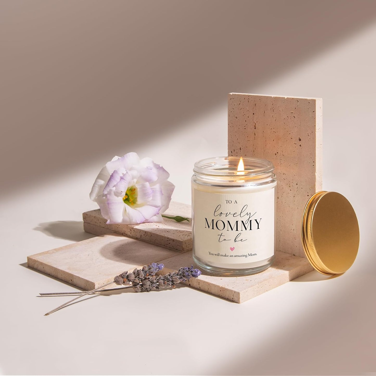 First Mothers Day Gifts, Mom to Be Gift, Pregnancy Gifts for Expecting Moms - Lavender Scented Candle, Lovely New Mom Gift, Best Present for Expectant Moms