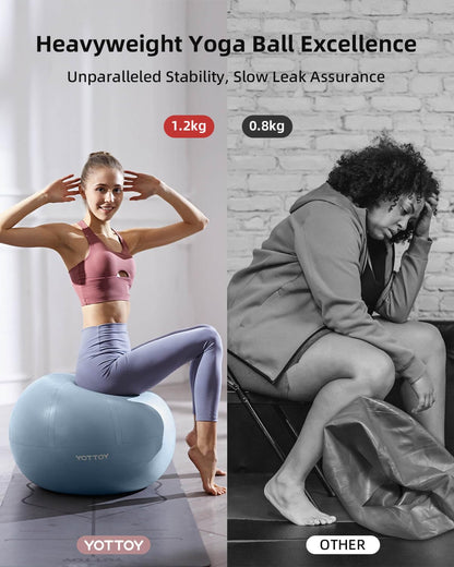 YOTTOY Anti-Burst Exercise Ball for Working Out, Yoga & Pregnancy, Extra Thick Workout Ball for Physical Therapy & Fitness