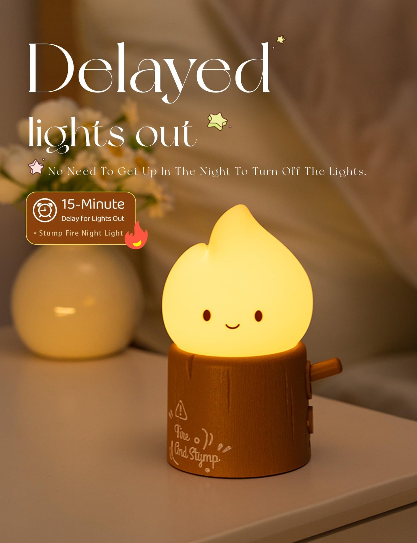 Cute Chibi Flame Lamp, Anime Cozy Lights, Retro Rechargeable Night Light, Decor, Cute Desk Accessories, Gifts