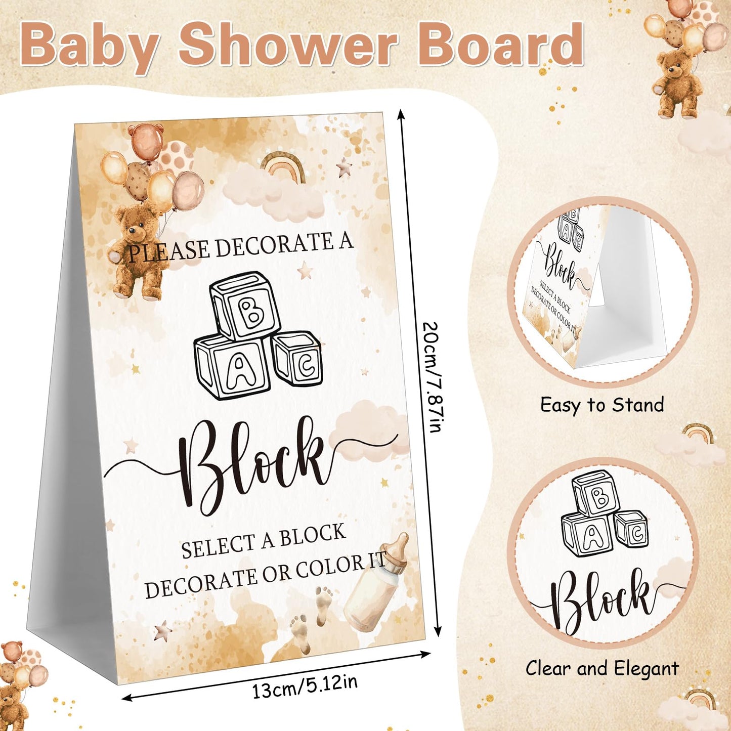 Marsui 136 Pcs Baby Shower Blocks to Decorate Game Kit Includes 98 Wooden Blocks, 36 Markers, 1 Game Sign, 1 Storage Box for Baby Shower Gender Reveal Activity Party Decorations(Pink Elephant)