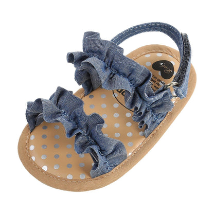 CoKate Baby Girls Sandals Ruffle Bowknot Premium Soft Sole Anti-Slip Open Toe Breathable Summer Outdoor First Walker Shoes Baby Sandals 0-3 months girls
