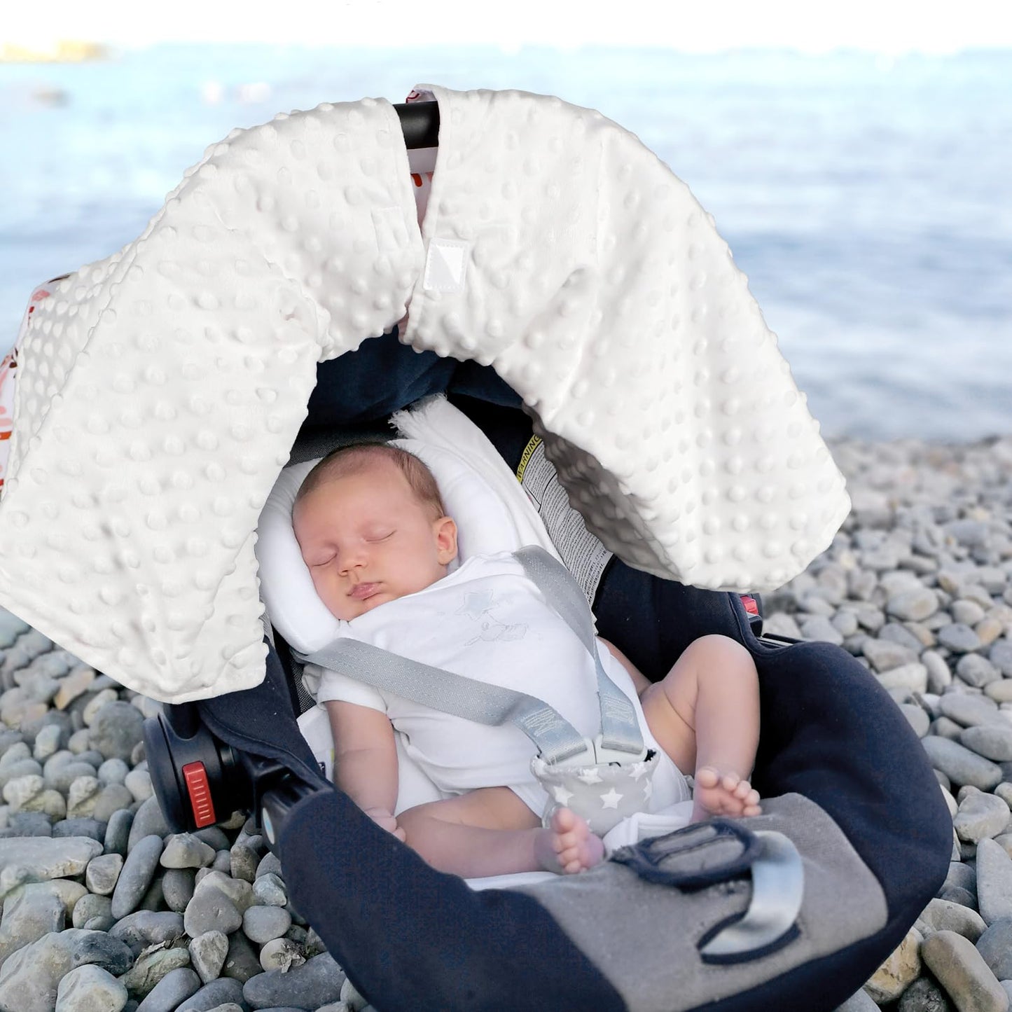 Baby Car Seat Cover, Breathable Infant Carseat Cover for Summer Peekaboo Opening Car Seat Canopy Cover, Nursing Cover for Baby Boys Girls (Blue Dinosaurs)