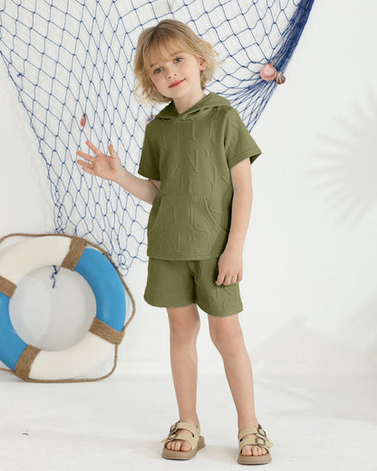 Toddler Baby Boy Clothes Summer Outfits Short Sleeve Hooded T Shirt Tops Casual Shorts Set 2Pcs Little Boy Clothes