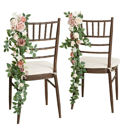 Ling's Moment 10pcs Wedding Chair Decorations Aisle Floral Swag Artificial Pew Flowers Hanging Garland Pink Blush & Cream For Ceremony Reception Church Rose Floral Faux Arrangement Party Outdoor Decor