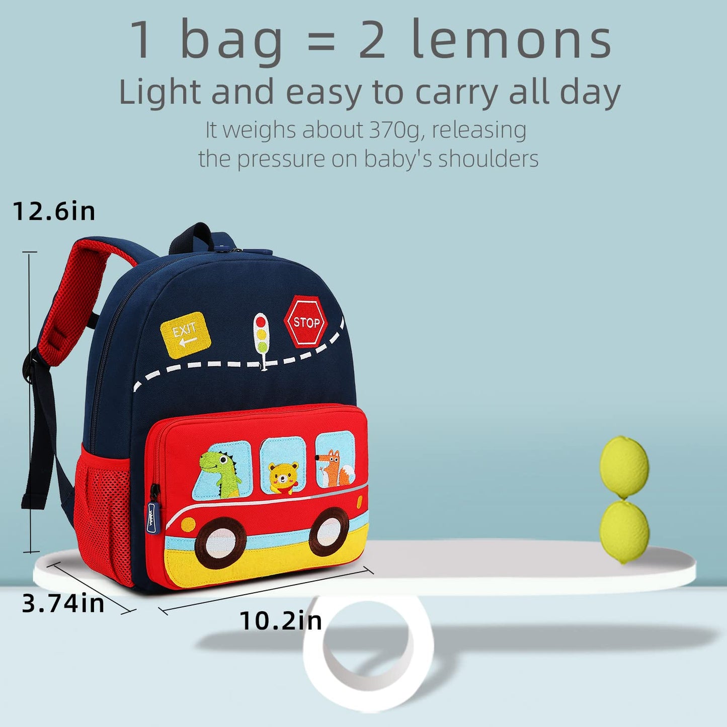 Car Dinosaur Kids Toddler Backpack for Boys and Girls Children Waterproof Preschool Bag(Red Music Party)