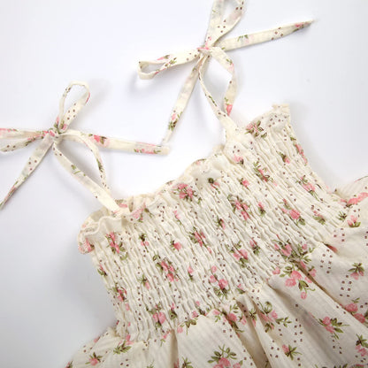 MERSARIPHY Newborn Baby Girl Summer Outfit Sleeveless Ruffle Smocked Halter Tulle Romper Dress One-piece Jumpsuit Clothes