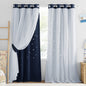 NICETOWN Nursery Curtains for Kids, Farmhouse Blackout Curtain Panels for Bedroom, Double Layer Star Hollow-Out Grommet Aesthetic Living Room Toddler Window Curtains, 2 Pcs, W52 x L84, Biscotti Beige