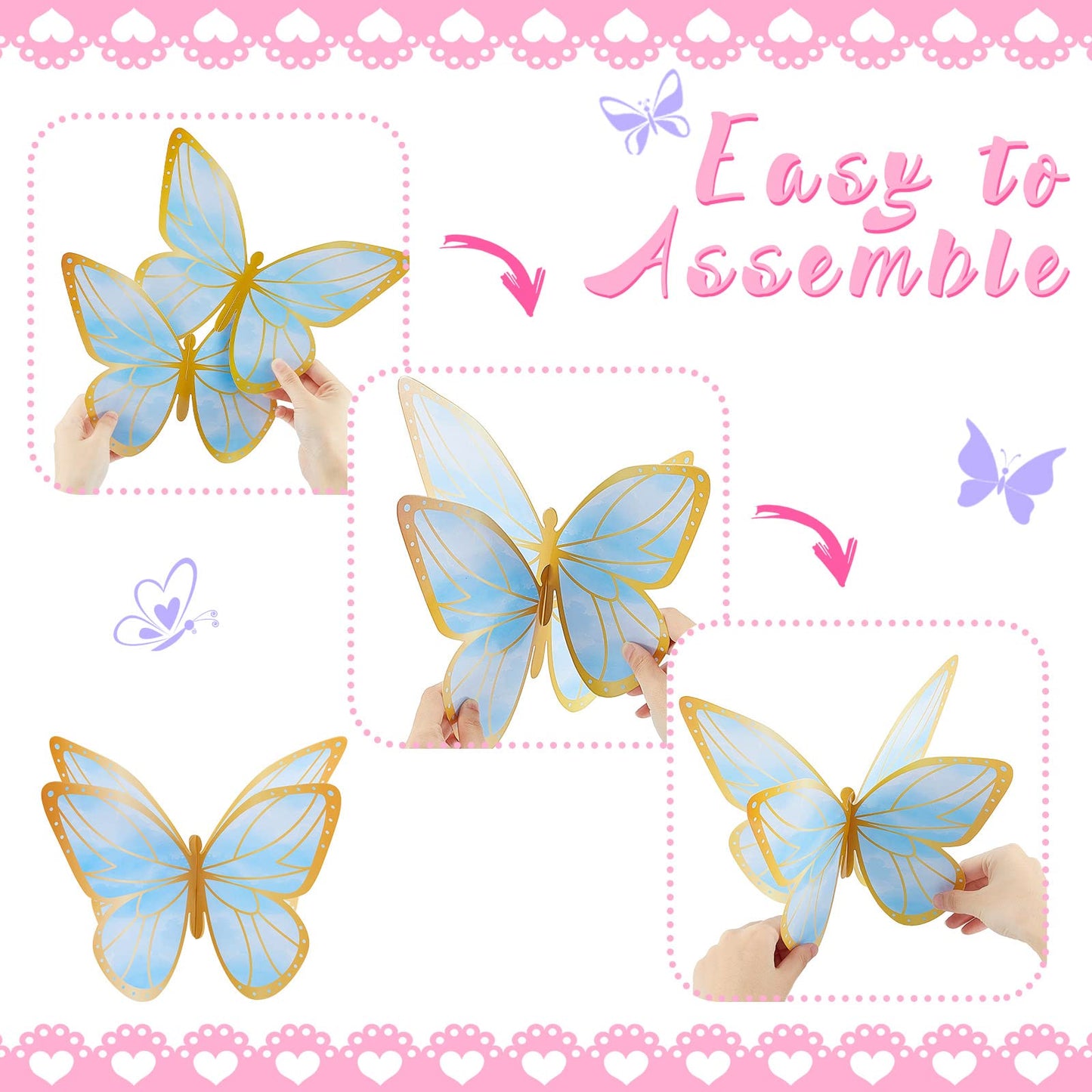 Yexiya 15 Pieces Butterfly Table Centerpiece Birthday Party Decorations Table Toppers Centerpieces Butterfly Theme Party Decor for Birthday Shower Supplies (Classic)