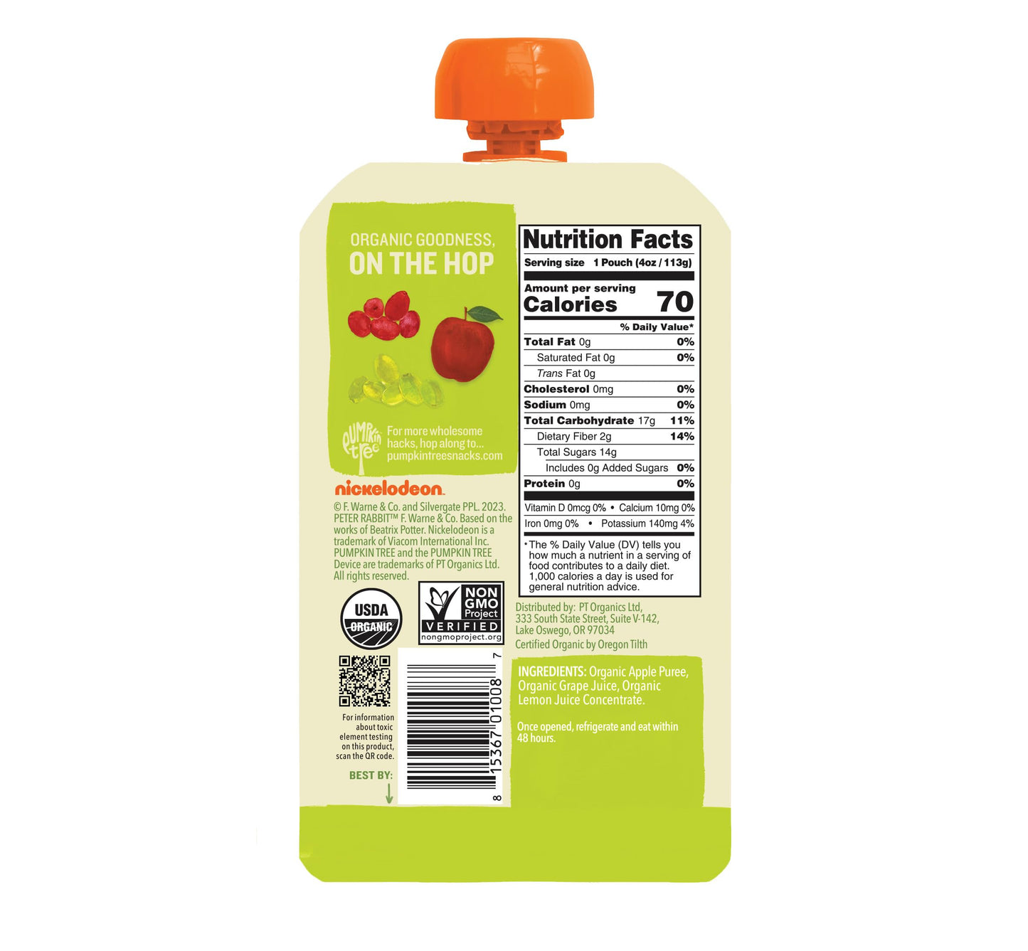 Peter Rabbit Organics Fruit Vegetable, Squeezable Pouches, 4 Ounce (Pack of 18)