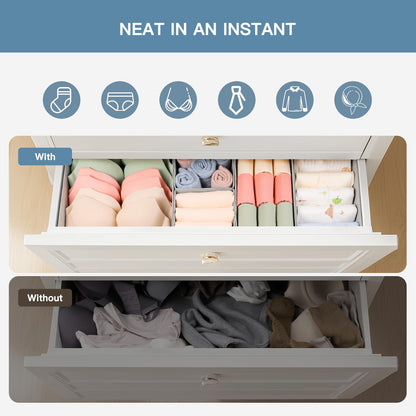 Criusia Drawer Organizer Clothes, 10 Pack Dresser Organizer for Baby Clothes, Underwear, Sock- Foldable Closet Organization and Storage Dividers Bins for Nursery, Bedroom (Beige)