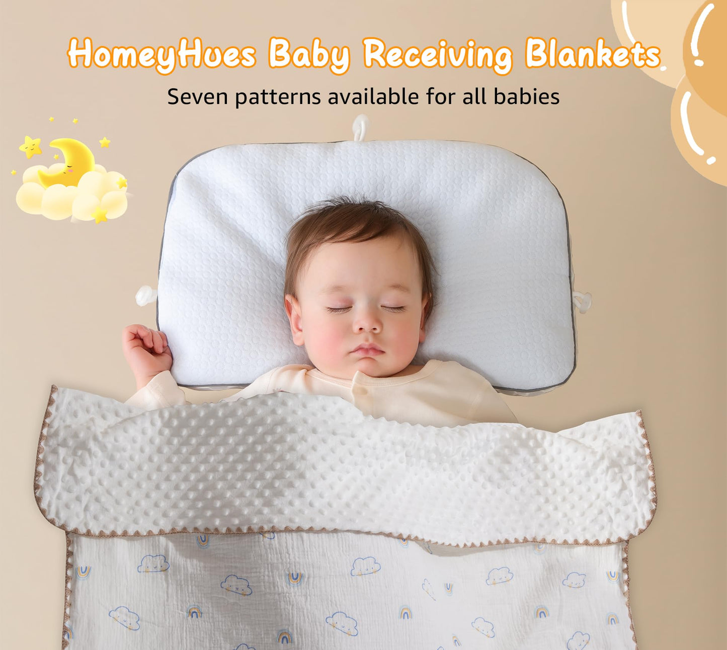 Baby Blanket Double Layer Cotton 40 x 40 Soft Receiving Blanket with Pattern Machine Washable Brown Bear