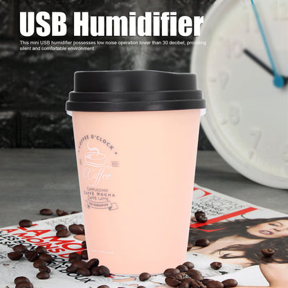 Humidifiers for Bedroom, 300ml Cool Mist Humidifiers, USB Mini Cute Coffee Cup Humidifier, Car Humidifier, Pink Desk Humidifier, Small Humidifier, Low Noise, Auto Shut-Off for Car, Plant, Office(Pink)
