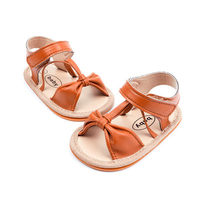 SOFMUO Baby Girls Boys Sparkly Bowknot Sandals Premium Soft Anti-Slip Rubber Sole Infant Summer Outdoor Shoes Toddler First Walkers