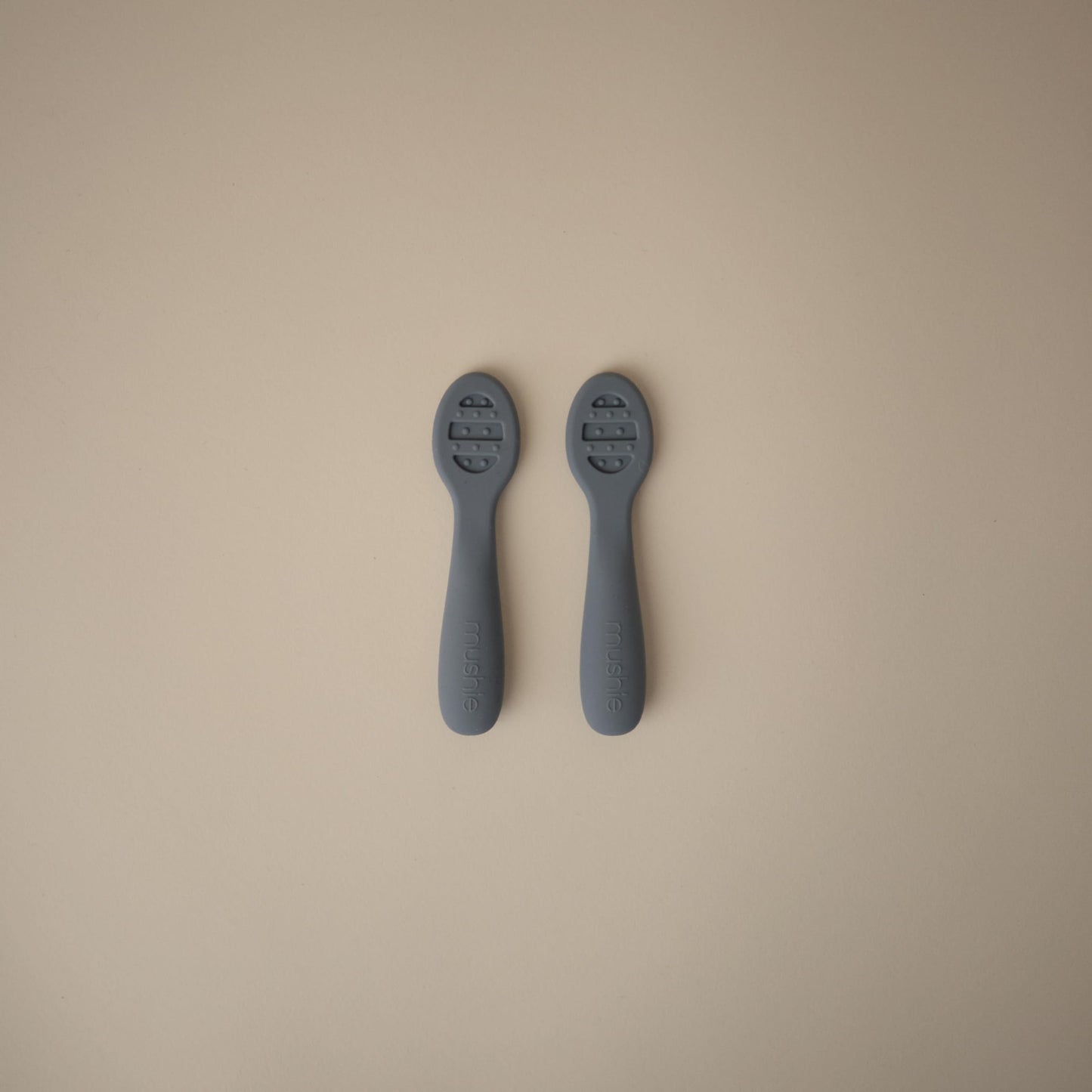 mushie Silicone First Feeding Baby Spoons | 2 Pack (Tradewinds/Shifting Sand)