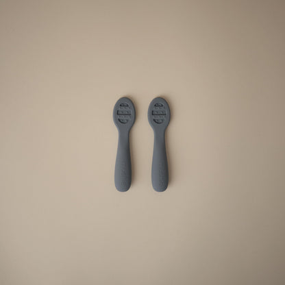 mushie Silicone First Feeding Baby Spoons | 2 Pack (Tradewinds/Shifting Sand)