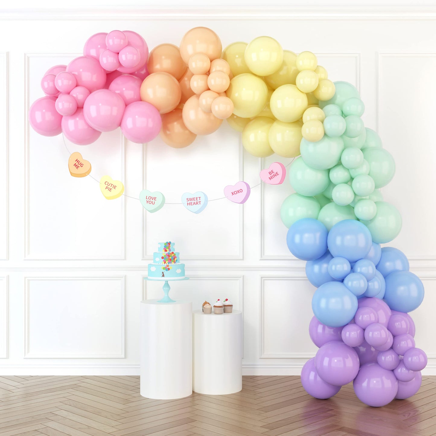 HOUSE OF PARTY 140PCS Pastel Rainbow Balloon Arch Garland Kit - Balloon Arch Kit-Birthday Balloons, Globos para Decoracion de Fiestas | Ideal for valentines day Baby Shower Party Decorations