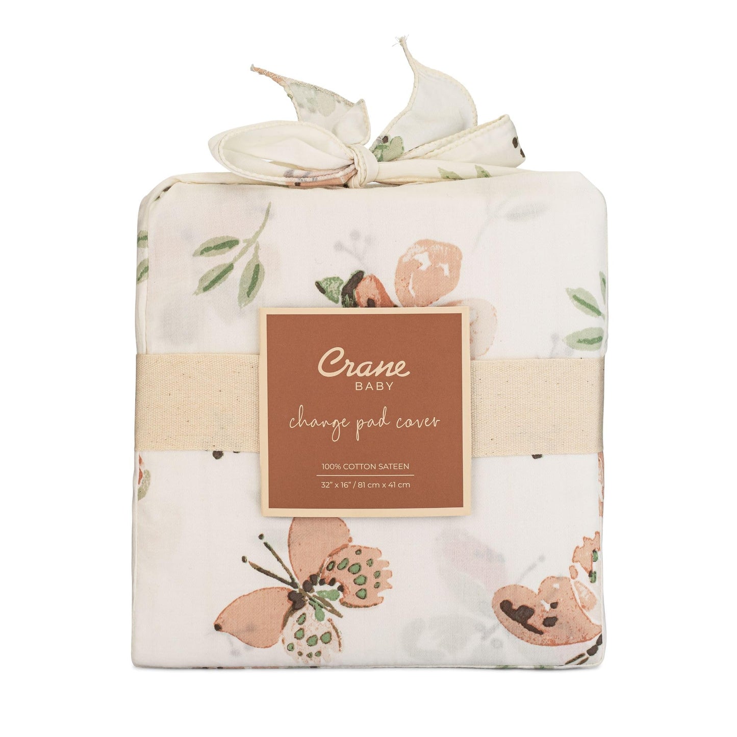 Crane Baby Quilted Changing Pad Cover with Animal Print, Breathable Cotton Sateen, Fits Standard 16”X32” Pads, Ocean Whale Blue