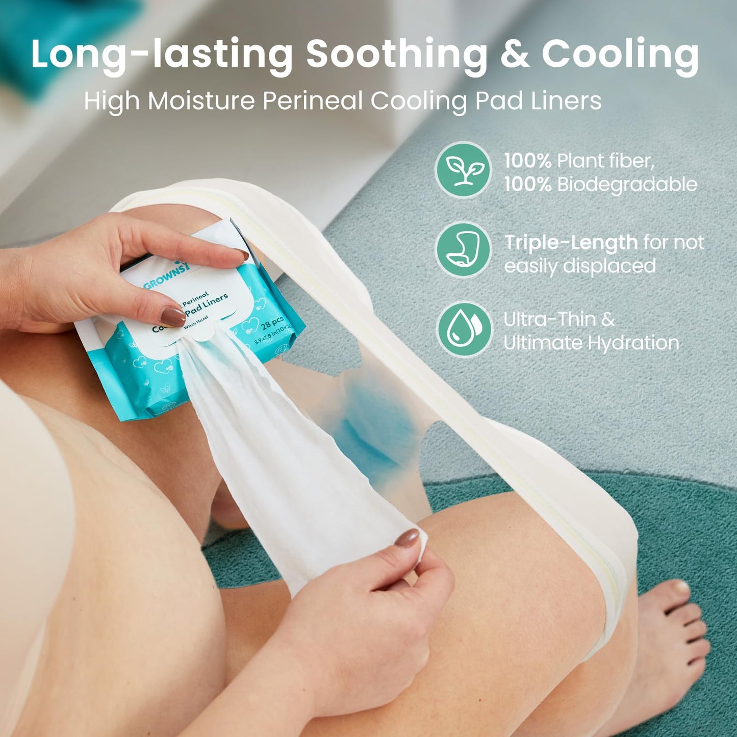 Grownsy Postpartum Essentials Recovery Kit for Labor & Delivery | Postpartum Kit for Women | Includes Upside Down Peri Bottle, Perineal Spray, Cooling Pad Liners, Ice Packs & Disposable Underwear