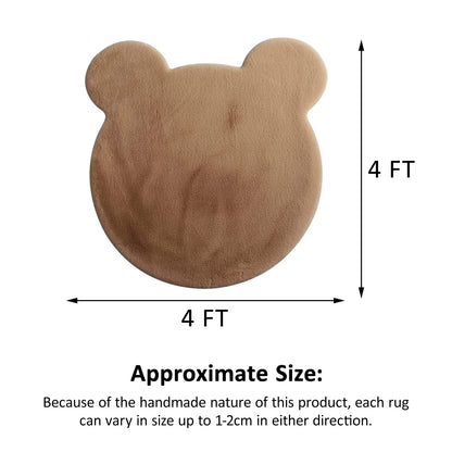 Cute Rugs for Bedroom Aesthetic 2 x 2 Feet Soft Fluffy Area Kids Rug for Nursery Faux Rabbit Fur Rug Bear Carpet Teen Girls Room Home Decor