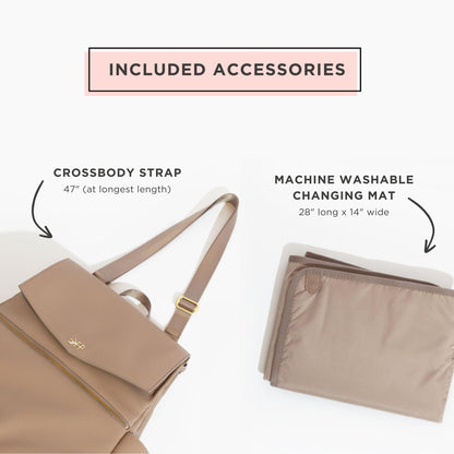 Freshly Picked Classic II Diaper Bag Backpack, Wipeable Vegan Leather With Changing Pad (Sage Green V2)