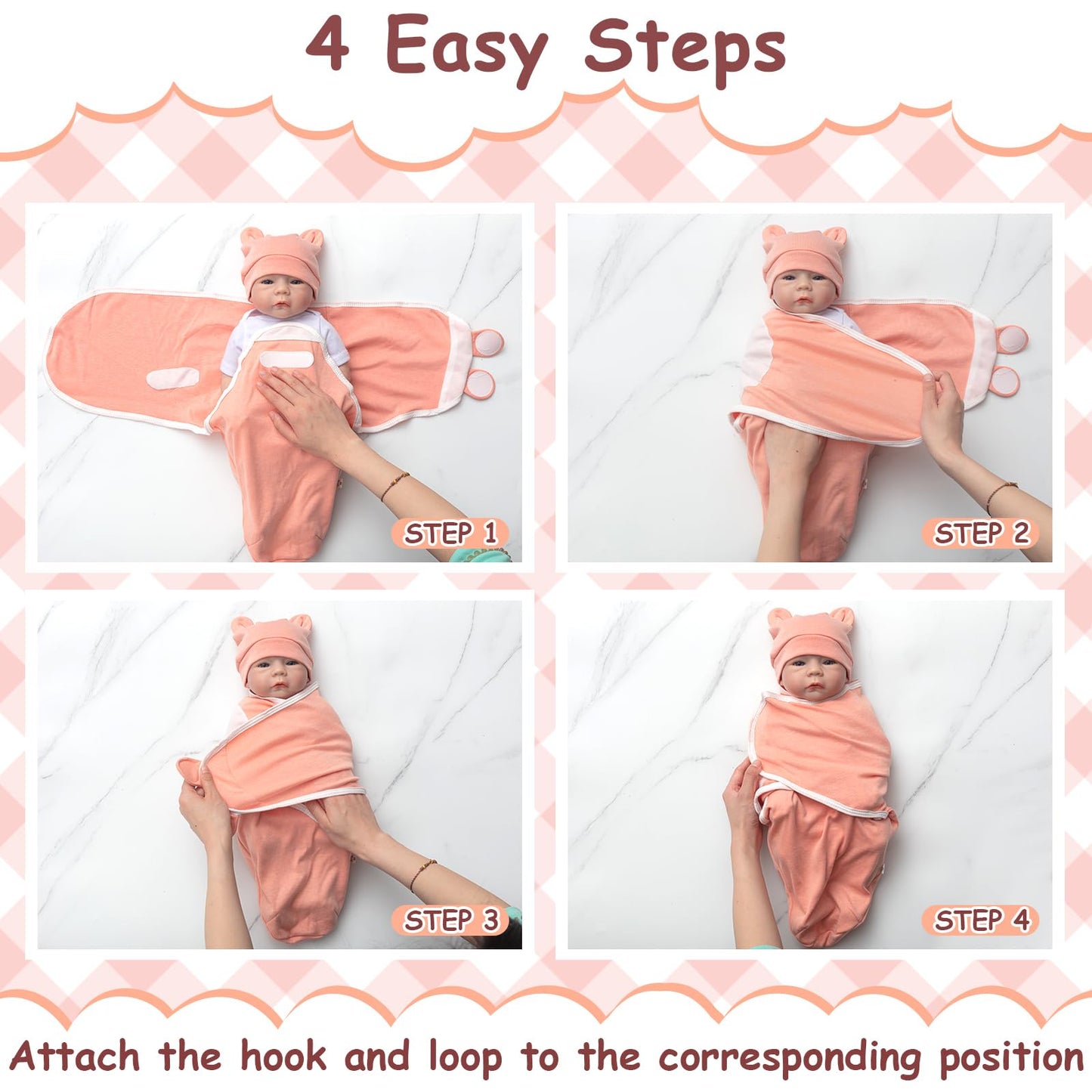 Ramede 6 Pack Baby Swaddle Blanket with Hats Sleep Swaddle for 0-3 Months Newborn Sacks Soft Cotton Wearable for Boy Girl