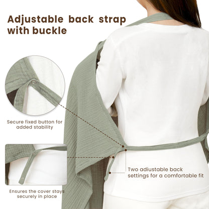 Konssy Muslin Nursing Cover for Baby Breastfeeding, Breathable 100% Cotton Breastfeeding Cover with Rigid Hoop for Mother Nursing Apron, Multi-use Carseat Canopy (Summer Wheat)