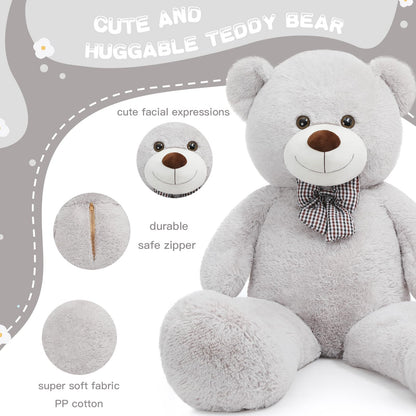 51 inch Big Teddy Bear Cute Giant Stuffed Animals Soft Plush Toy for Girlfriend Kids for Birthday Christmas Valentine's Day