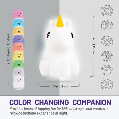 Lumipets Remote Control Silicone Night Light for Kids - Pig Design with 9 Soft Colors & Sleep Timer - Rechargeable, Battery-Operated Lamp for Bedroom | Baby Nursery, Toddler, Girls, Boys