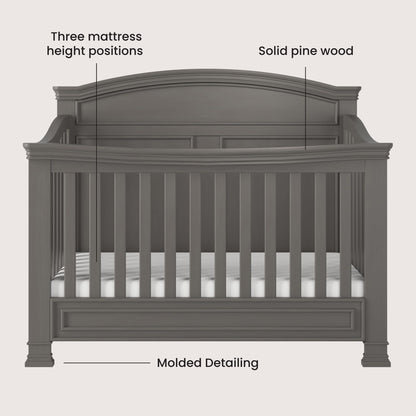 Child Craft Legacy Westgate 4-in-1 Convertible Crib, Baby Crib Converts to Day Bed, Toddler Bed and Full Size Bed, 3 Adjustable Mattress Positions, Baby Safe Finish, Fully Assembled (Vintage Linen)