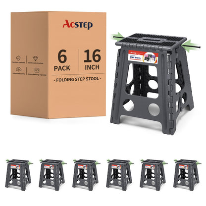 ACSTEP Folding Step Stool 9'' Tall Kids Step Stool Holds Up to 300 lb Plastic Foldable Step Stools for Kids Non-Slip Surface with Carry Handle Collapsible Stool for Home, Outdoor and Indoor(Black)
