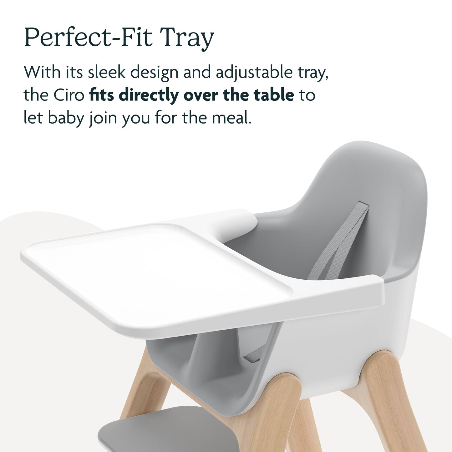 UPPAbaby Ciro High Chair/Sleek, Easy-to-Clean Design/Perfect-Fit Tray to Bring Baby to Table/Patent-Pending Harness/Dual-Position, 180-Degree Rotating Footrest/Caleb (Steel Blue/Rubberwood)