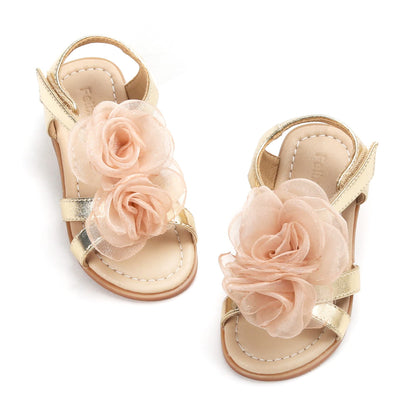 Felix & Flora Toddler Girls Sandals Soft Rubber Flats Summer Baby Flower Girl Shoes.