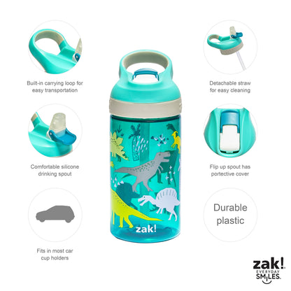 Zak Designs 5-Piece Dinnerware Set, Baby Shark - Durable Plastic & Stainless Steel - Includes Water Bottle, 8-Inch Plate, 6-Inch Bowl, Fork & Spoon - Suitable for Kids Ages 3+