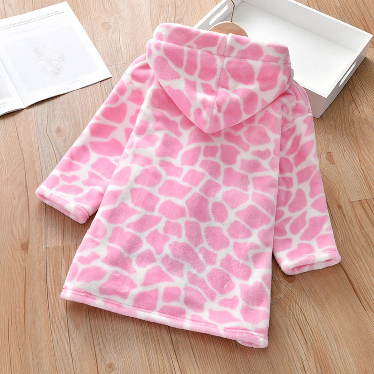 Unisex Baby Hooded Bathrobe Kids Flannel Pajamas Dressing Gown for Boys Girls