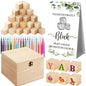 Marsui 136 Pcs Baby Shower Blocks to Decorate Game Kit Includes 98 Wooden Blocks, 36 Markers, 1 Game Sign, 1 Storage Box for Baby Shower Gender Reveal Activity Party Decorations(Pink Elephant)